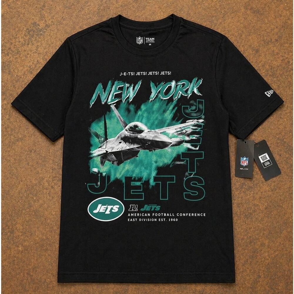 New York Jets T-Shirt Mens Medium NWT Black NFL Team Apparel Jet Graphic Tee